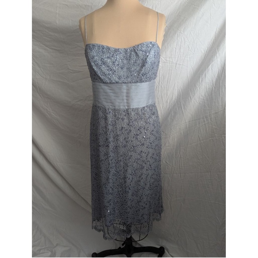 Anne Klein Strapless Gray Blue Lace Sequin Cocktail‎ Dress Sz 12 Formal Wedding